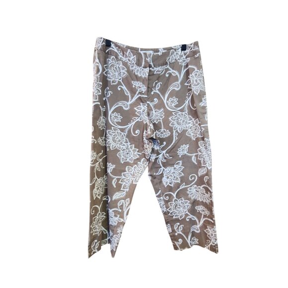 Talbots Petites Womens Stretch cropped Pants Size 12 Floral - Picture 1 of 3